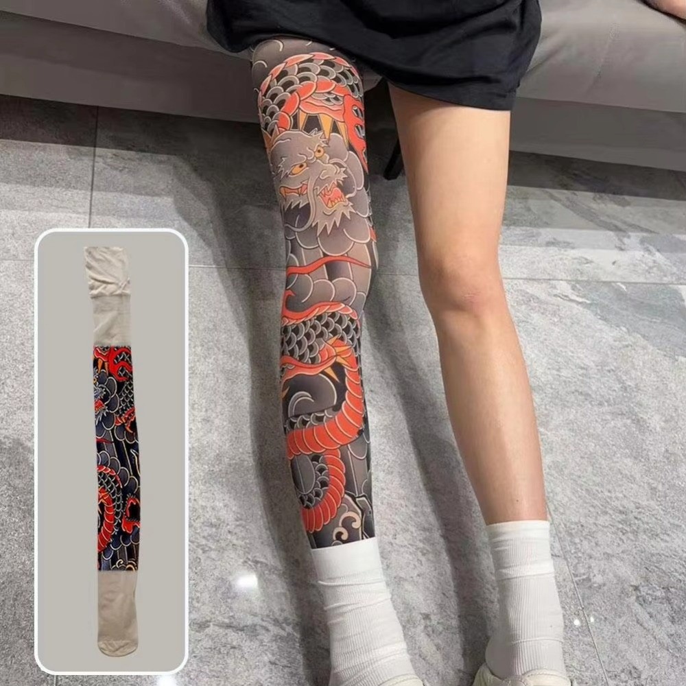 새로운 풀 레그 가짜 타투 양말 프린트 타이즈 자외선  - Fishing Socks 리뷰 및 가격